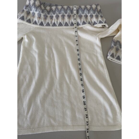 WHBM Cream Ecru Fair Isle Off-the-Shoulder Sweater Wool Blend XS NWT Holiday - Picture 6 of 7